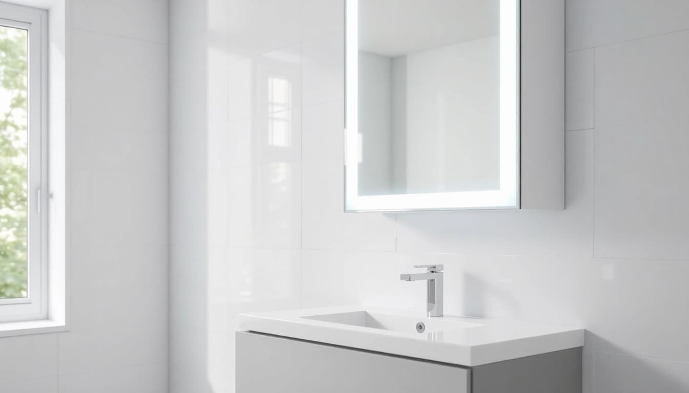 Enhance your bathroom with beautifully designed illuminated bathroom cabinets featuring LED lights.