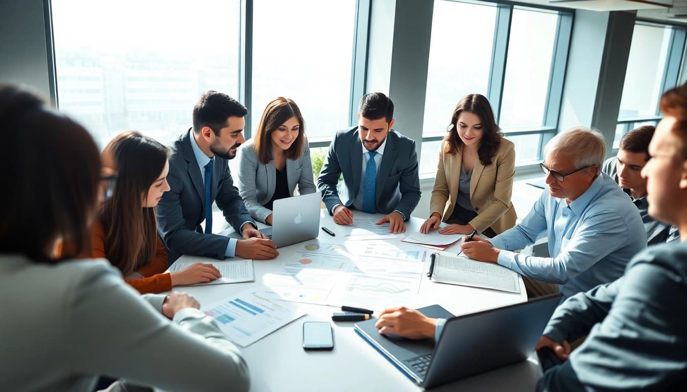 Engaged team collaborating on Acquisition Planning in a bright, modern office setting.