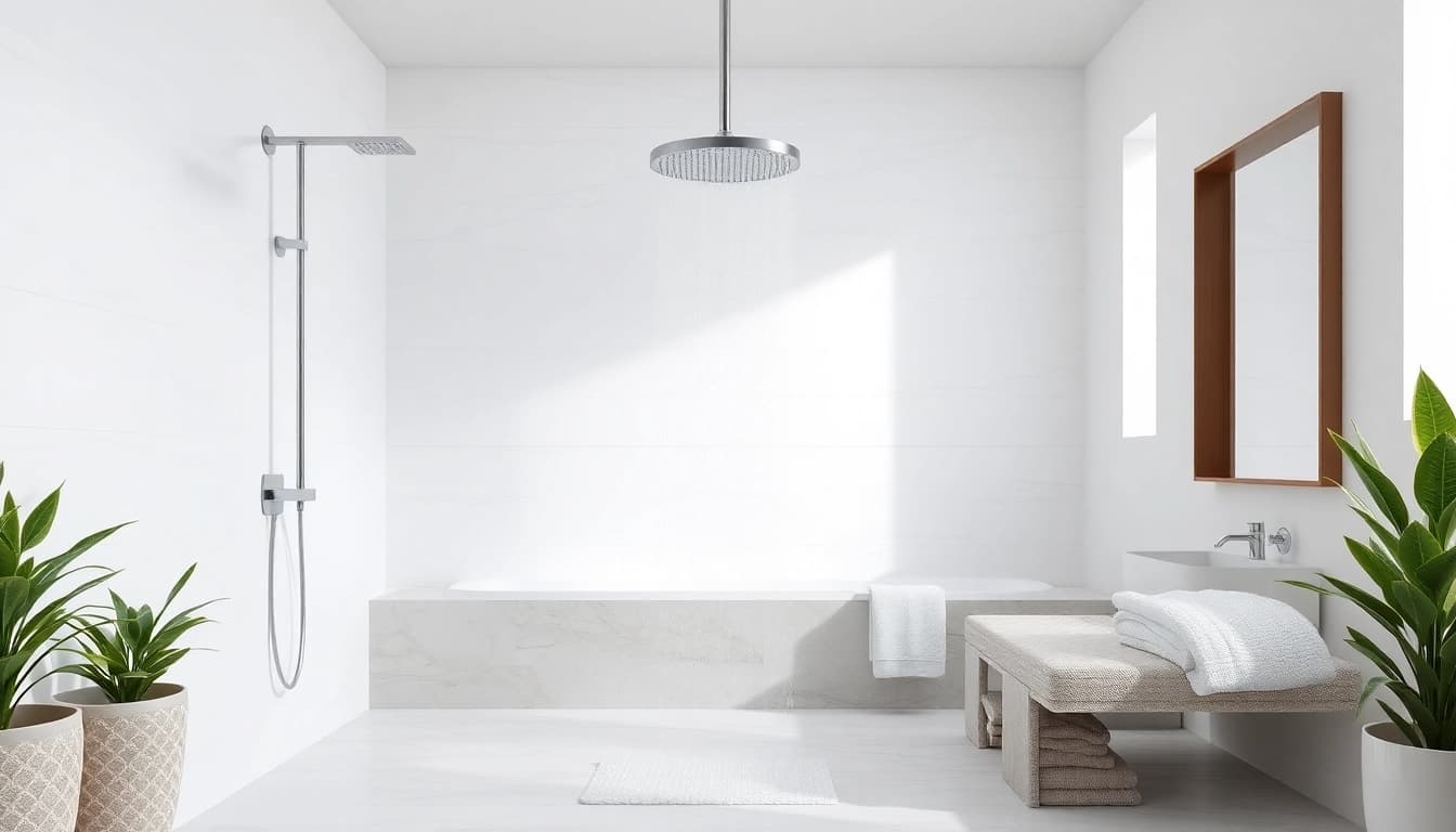 Transform any bathroom with elegant showers Australia, showcasing stylish fixtures and a serene setting.