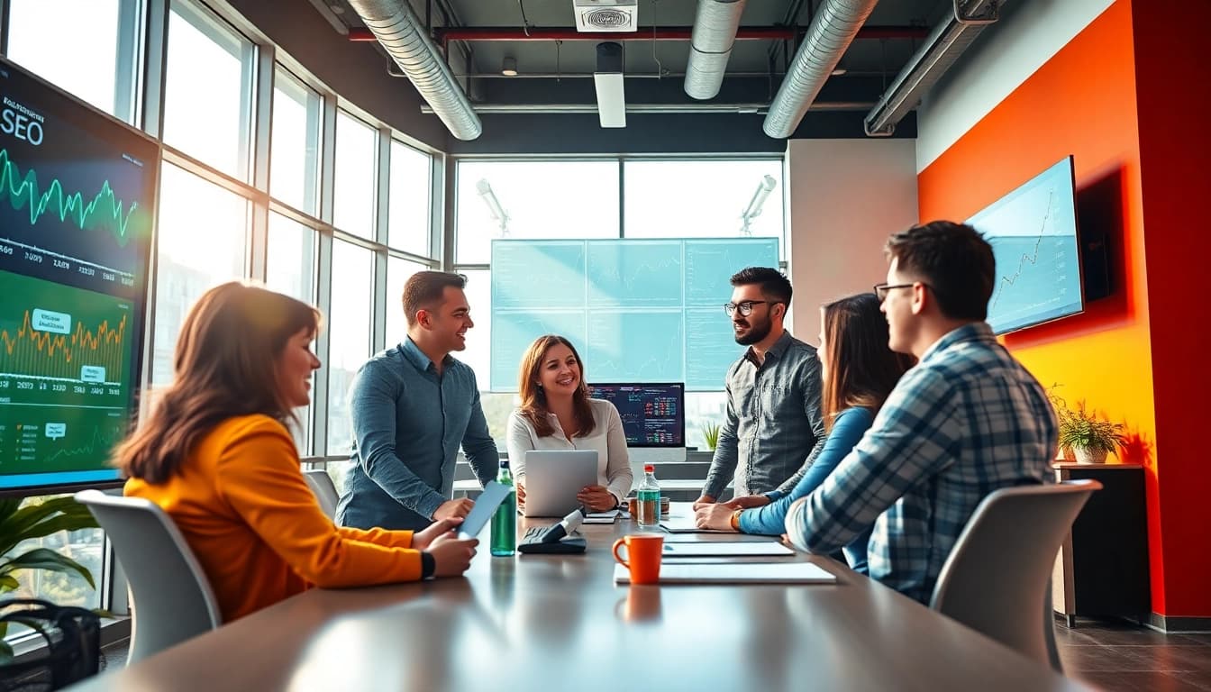 Boost visibility with expert edmonton seo strategies in a vibrant office environment.