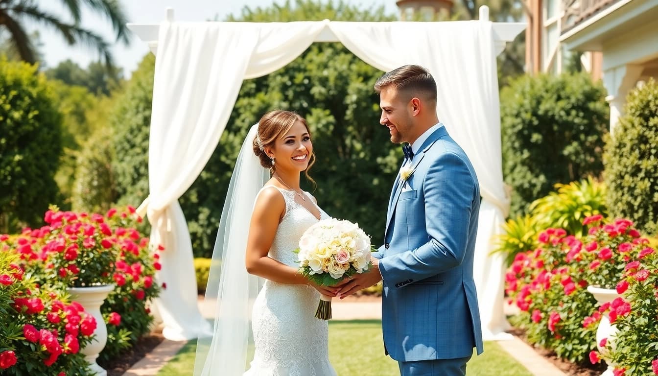 Captivating scene at a Jacksonville Wedding Venue where a couple joyfully exchanges vows.