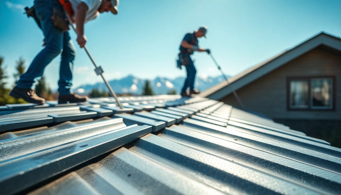 Installing high-quality metal roofing Calgary on a residential home with a skilled roofer.