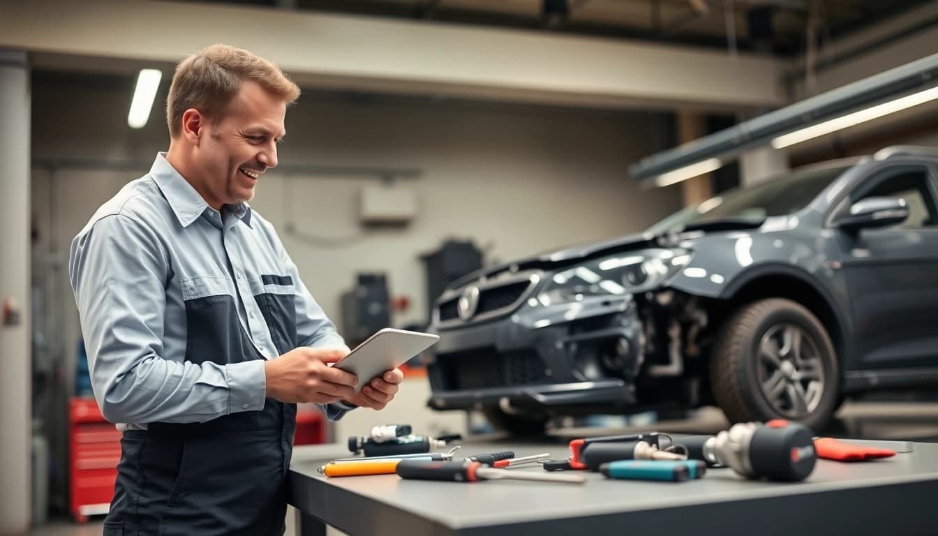 Gutachten Auto Düren: Ein KFZ-Sachverständiger erstellt ein detailliertes Gutachten für ein beschädigtes Fahrzeug.