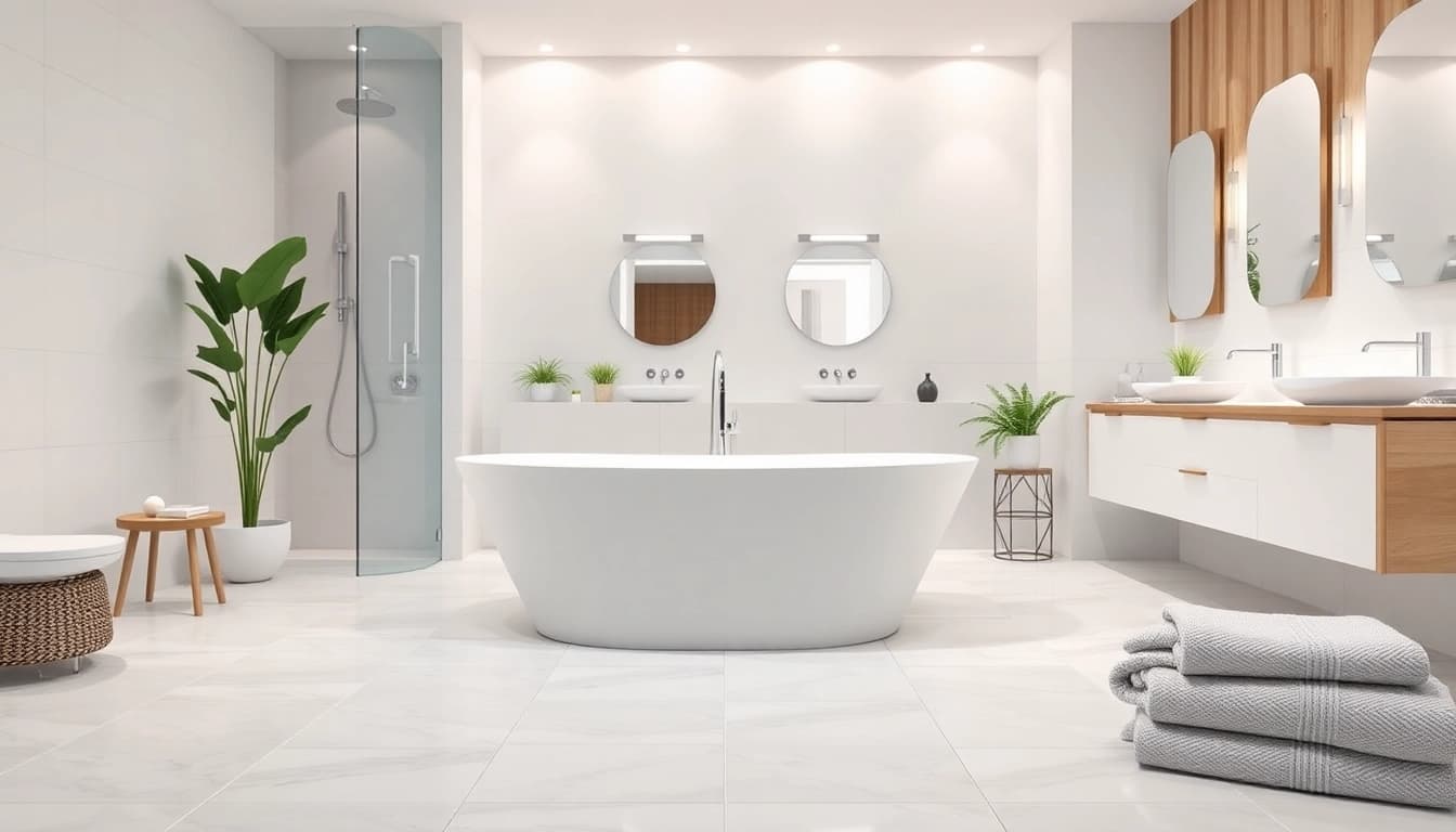 Visualizing bathroom renovation cost through a modern bathroom design featuring elegant fixtures and vibrant colors.