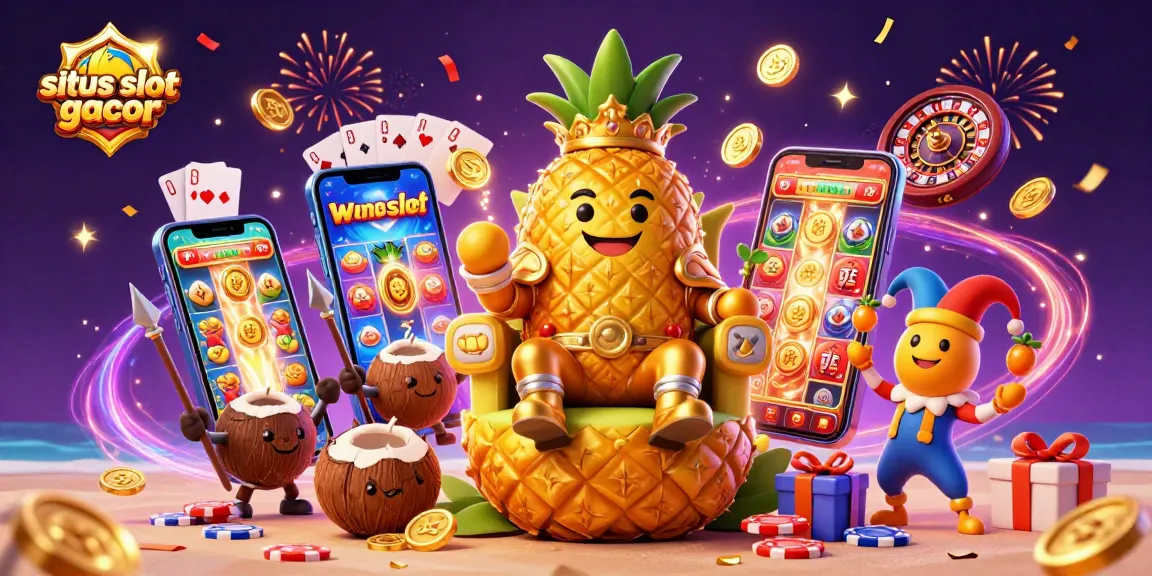 situs slot gacor: Engage in exciting casino gameplay with a vibrant golden pineapple king illustration
