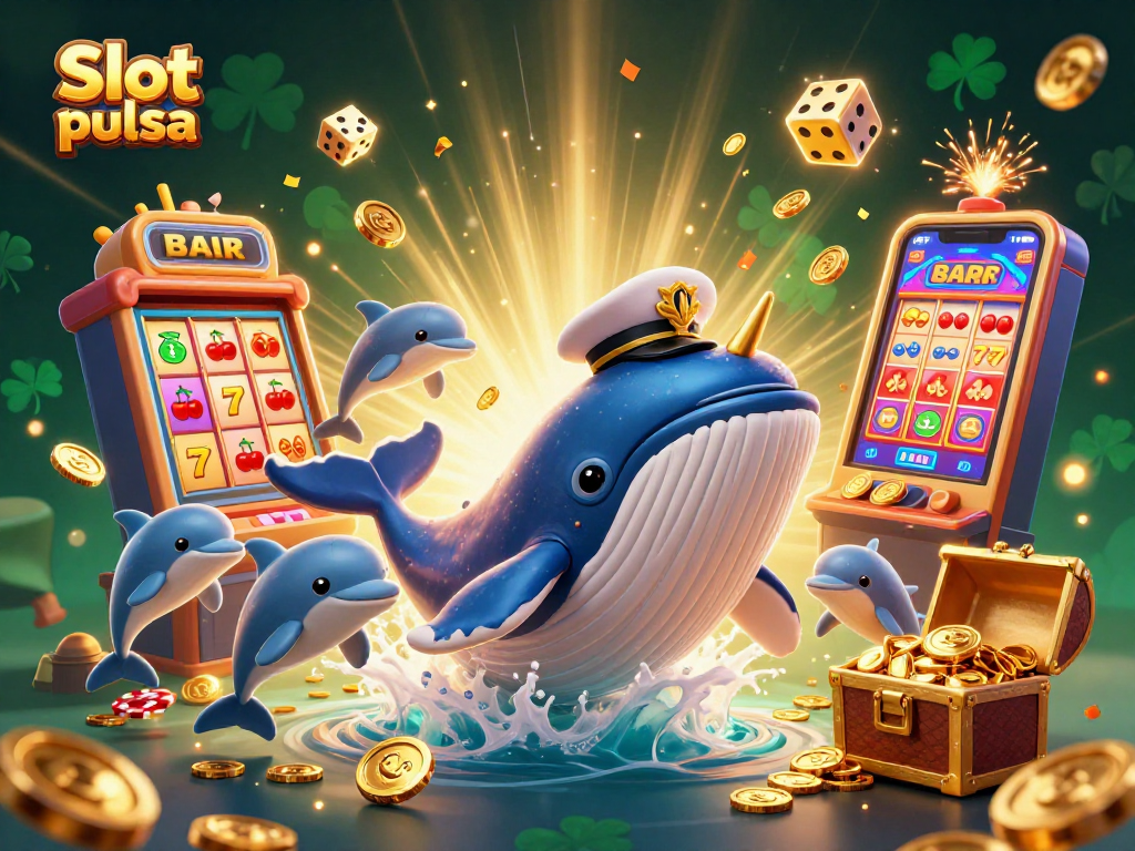 Menangkan slot deposit pulsa dengan ilustrasi kasino yang penuh warna dan menarik.