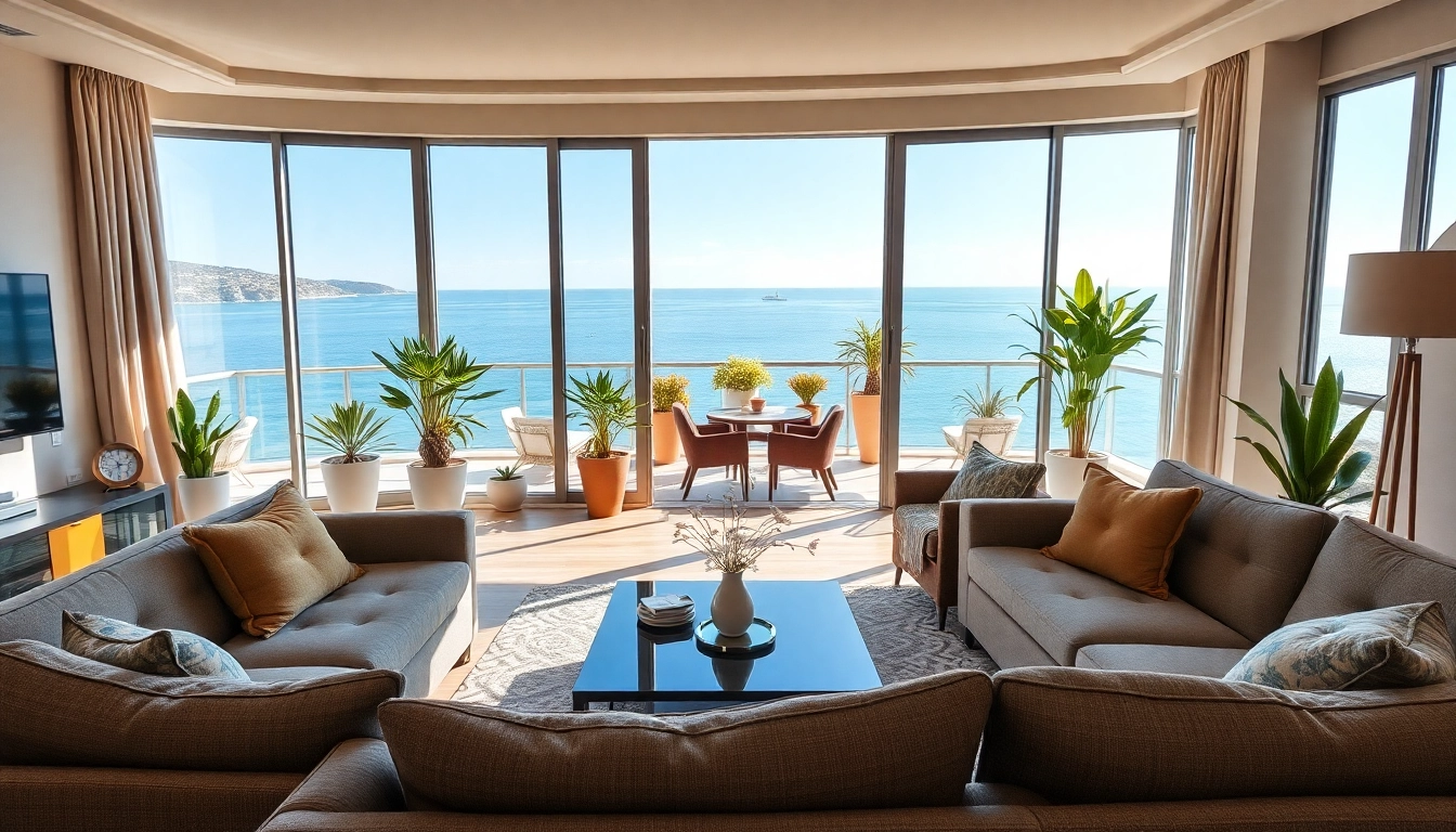 Buy apartment in Alanya: Modern living room with sea views and balcony in Alanya, Turkey