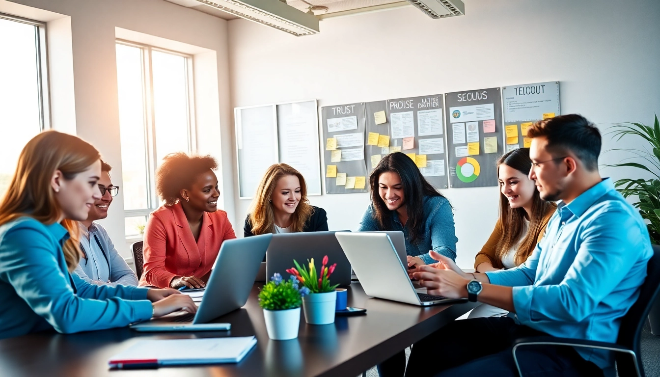 Professionelle SEO Agentur bei der Zusammenarbeit in einem modernen Büro.