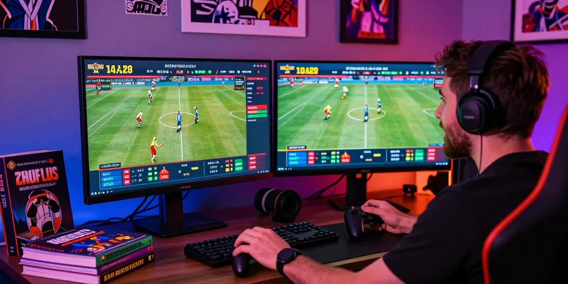 The vibrant gaming space with a player engaging with 鉅城娛樂城 for more資訊 on World Cup 2026 betting.