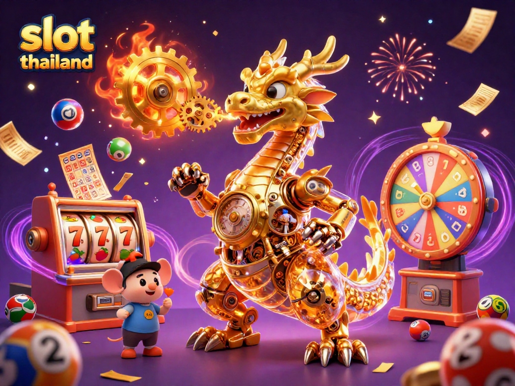 Engage with slot thailand through vibrant casino elements and dynamic winnings in this 3D illustration.