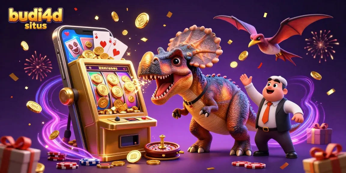 Experience a thrilling jackpot with the budi4d situs as a pachycephalosaurus wins coins in a casino.
