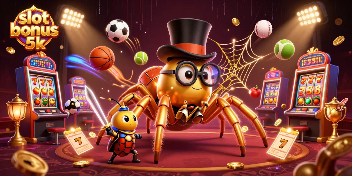 Experience the thrill with the slot bonus 5k as golden tarantula weaves magic around spinning slot machines.