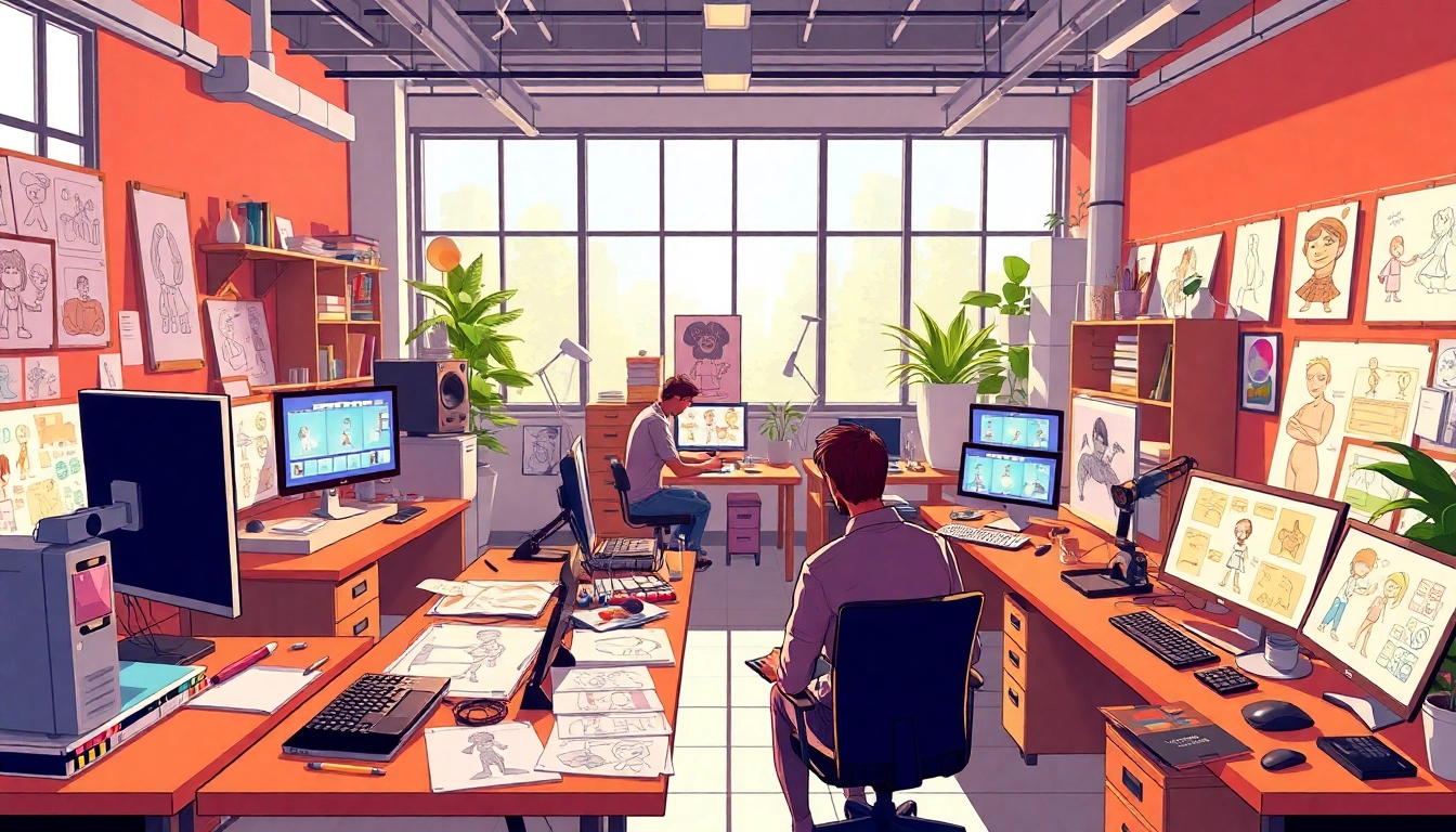 Animationsprozess im Animation Studio Berlin mit kreativen Künstlern.