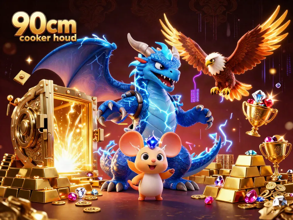 Experience the thrill of winning with a vibrant 90cm cooker hood-themed casino scene filled with treasures and energy.