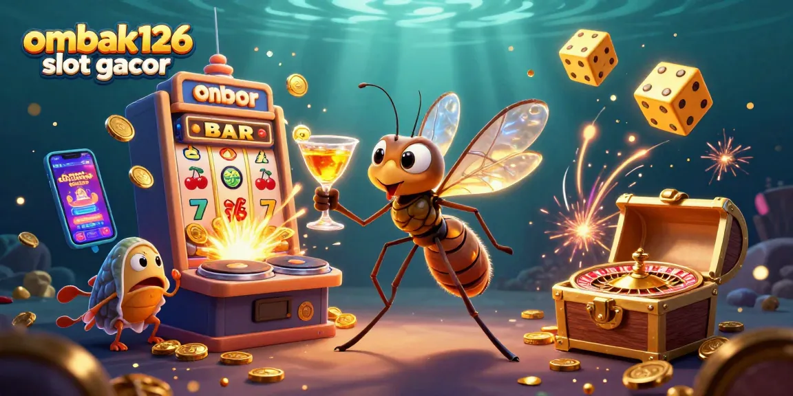Engage with the ombak126 slot gacor mascot in an exciting casino scene filled with jackpots and games.