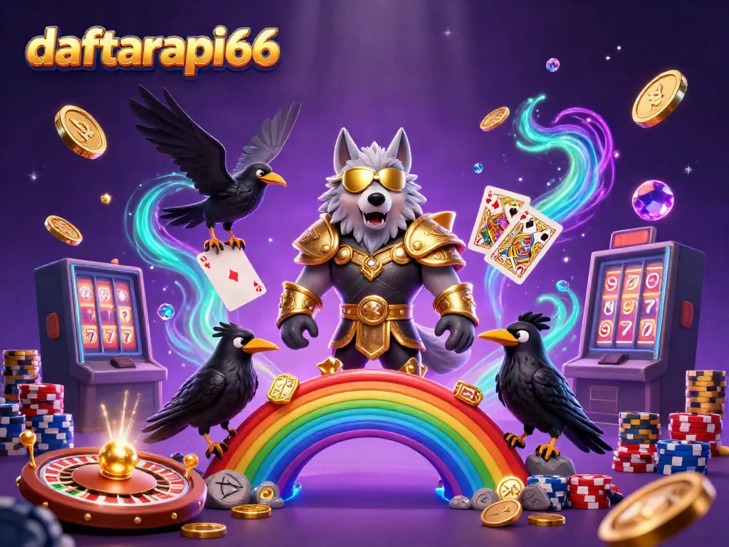 Experience the excitement at daftarapi66 with Odin and his ravens surrounded by casino wonders.
