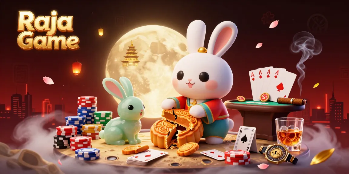 Experience thrilling gaming with Raja Game featuring dynamic scenes of colorful poker chips and whimsical characters.