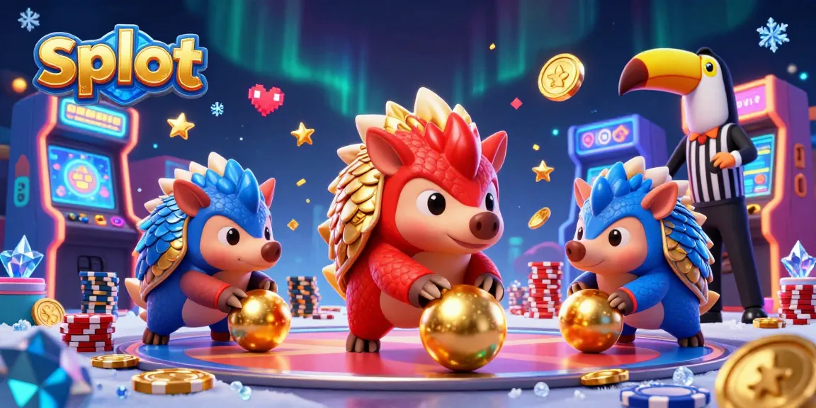 Engage with thrilling slot games featuring friendly pangolins in a vibrant casino scene.