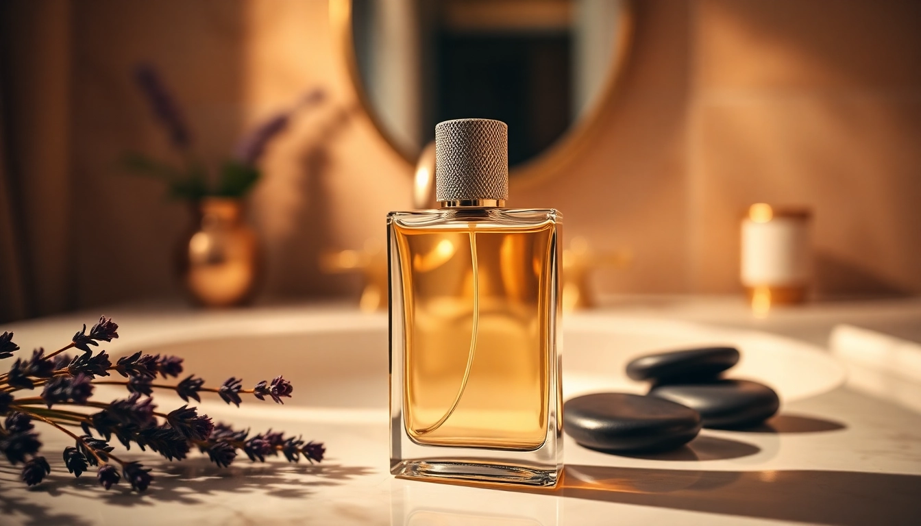 Highlighting the benefits of cologne through an elegant bottle arrangement in a luxurious setting.
