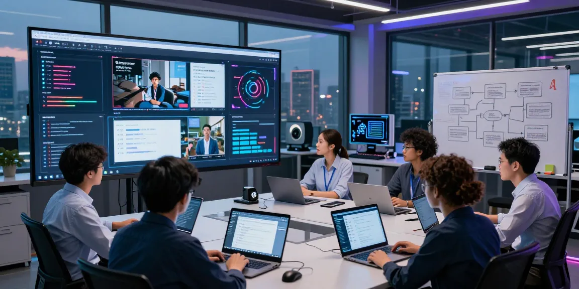 Data scientists using an ai detector in a collaborative tech lab.