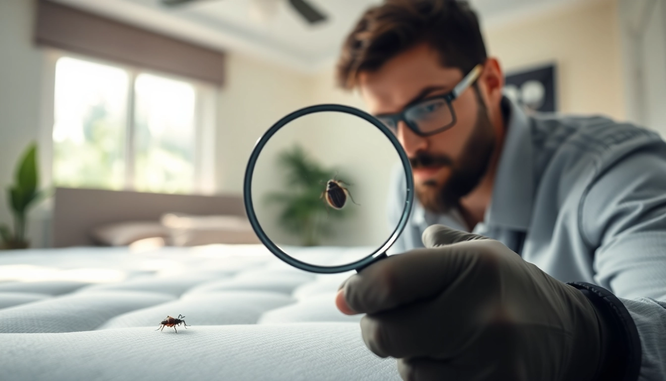 Ensure effective bed bug pest control with a professional inspecting a bedroom.