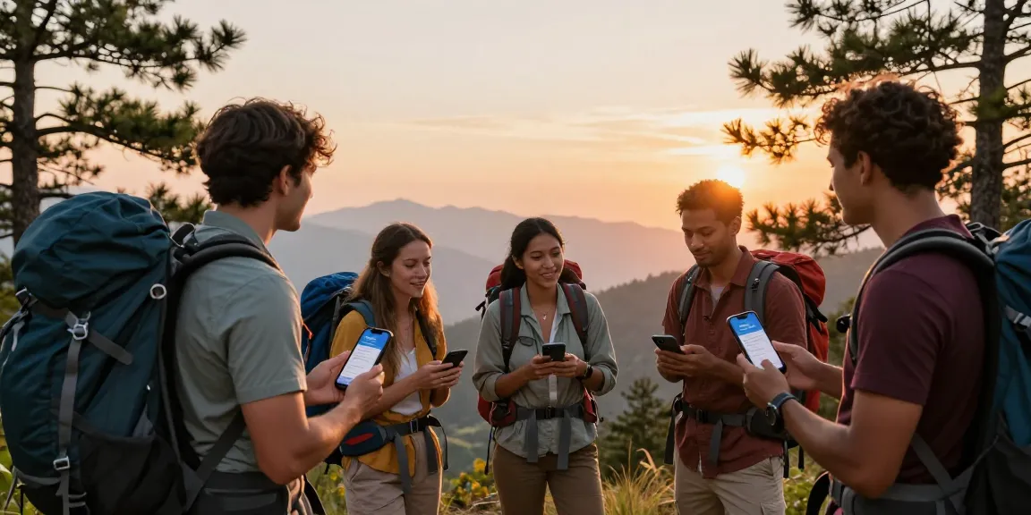 Travelers exploring airalo esim.coupons for the best eSIM plans amidst stunning mountain views