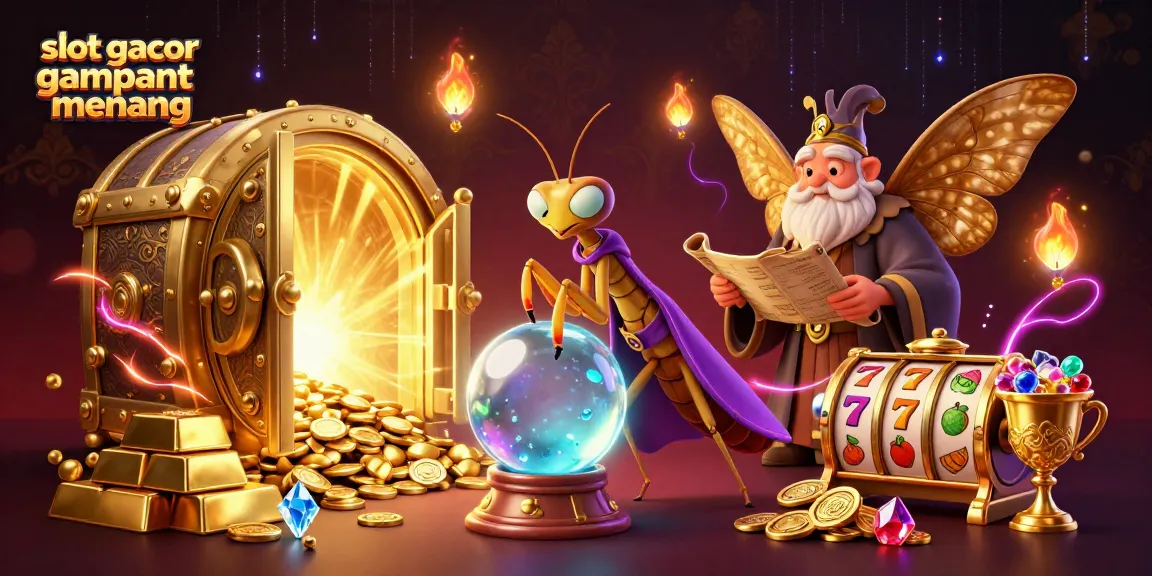 Engage with slot gacor gampang menang in a vibrant 3D casino artscape filled with treasures.
