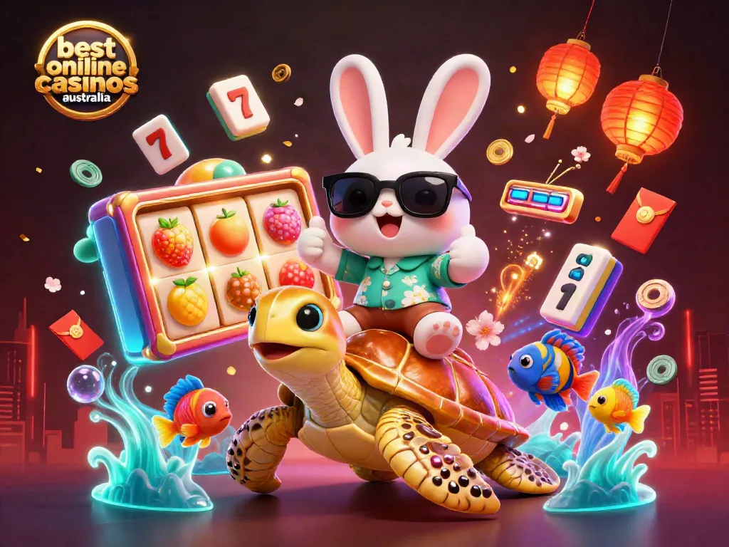 Experience the best online casinos Australia with colorful 3D characters and vibrant gaming elements.
