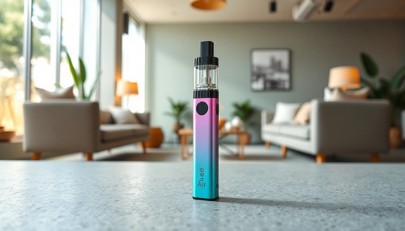 Showcase the air bar in an elegant setting, highlighting features for vape enthusiasts.