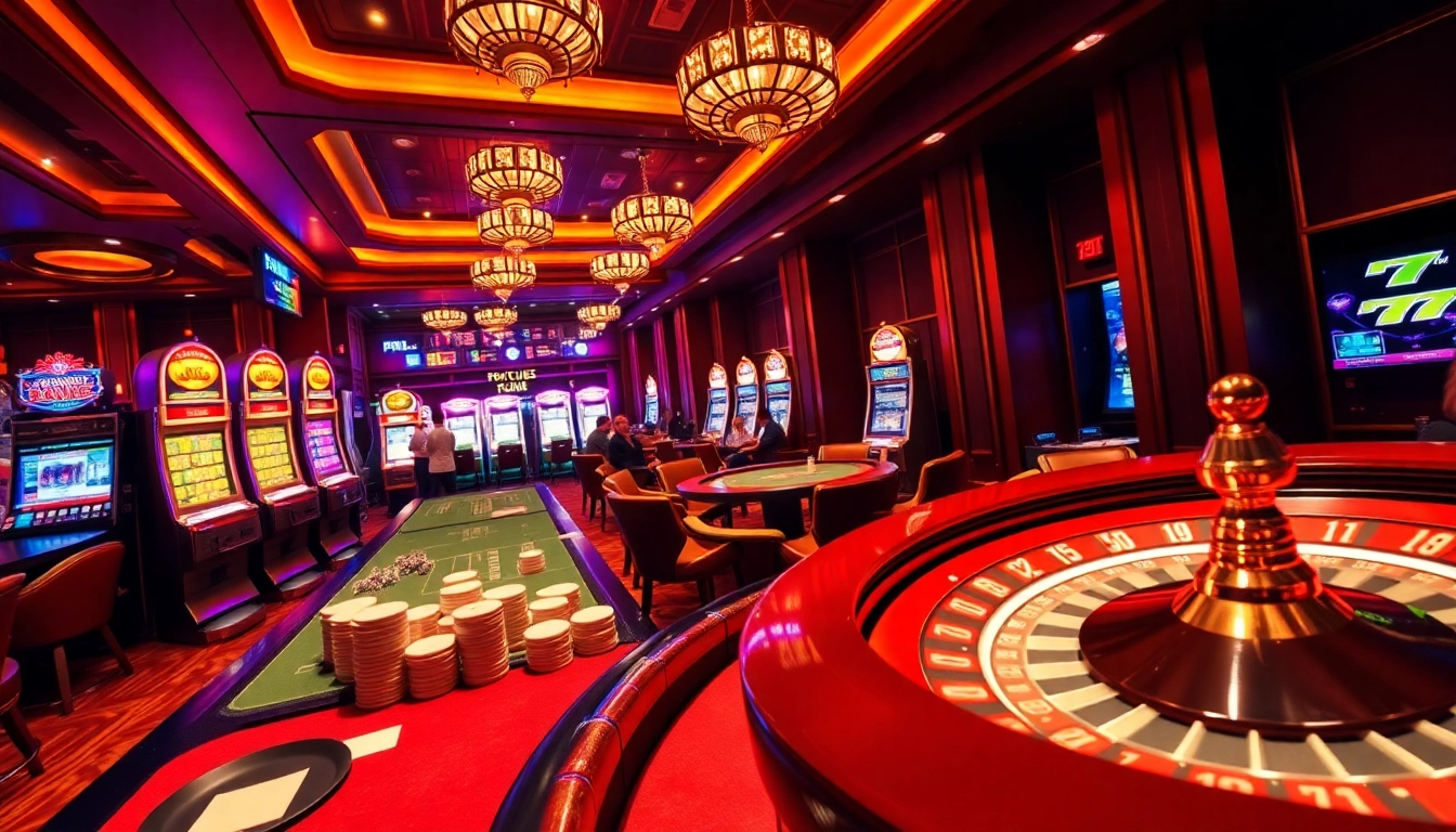 Players enjoying thrilling games at the 789 club casino with vibrant tables and slot machines.