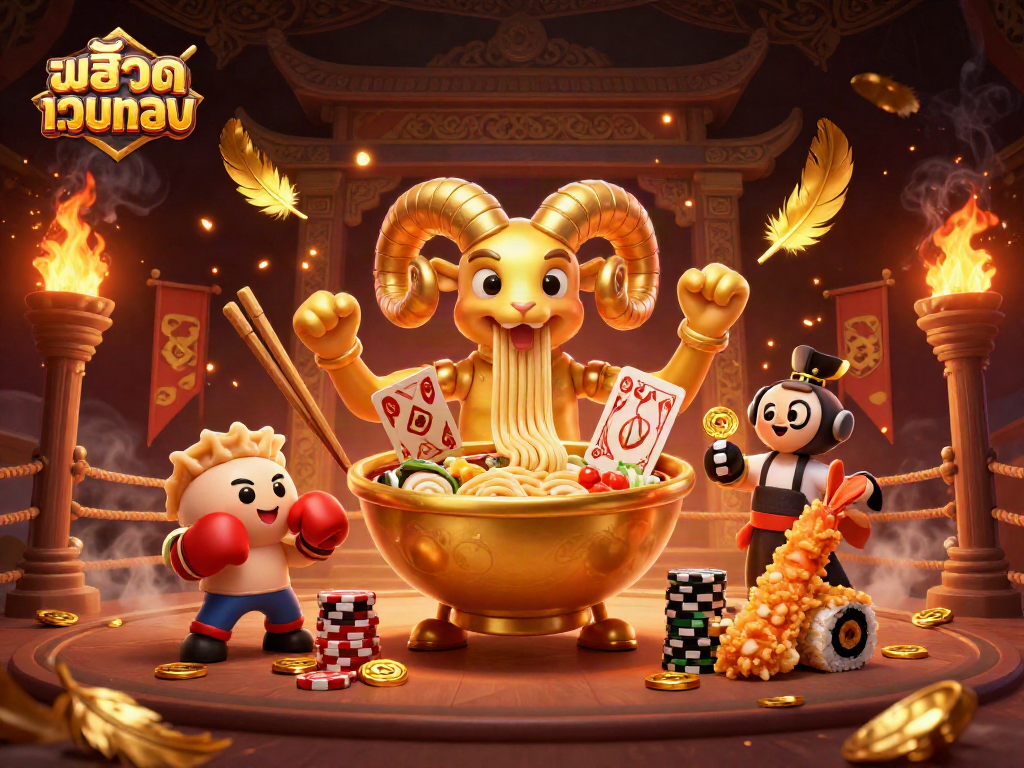 Win big at สล็อตเว็บตรง with giant ramen bowl dealers and vibrant casino action.