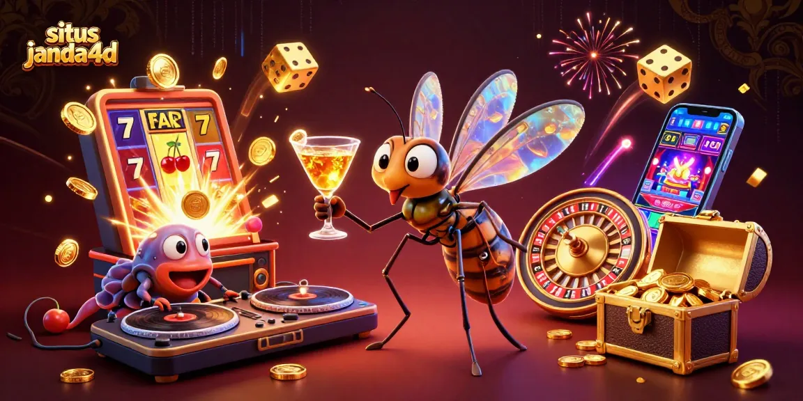 Gambarkan aksi memukau bermain situs janda4d dengan simbol keberuntungan slot dan nuansa kasino yang ceria.