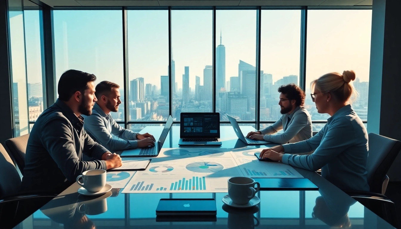 Project management team conducting effective end to end planning in a modern office setting with tech tools.