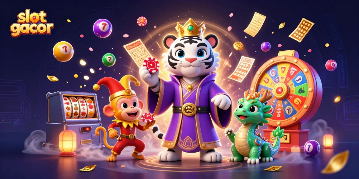 Slot gacor yang spektakuler dengan simbol permainan, jackpot, dan karakter menarik siap memulai keseruan.