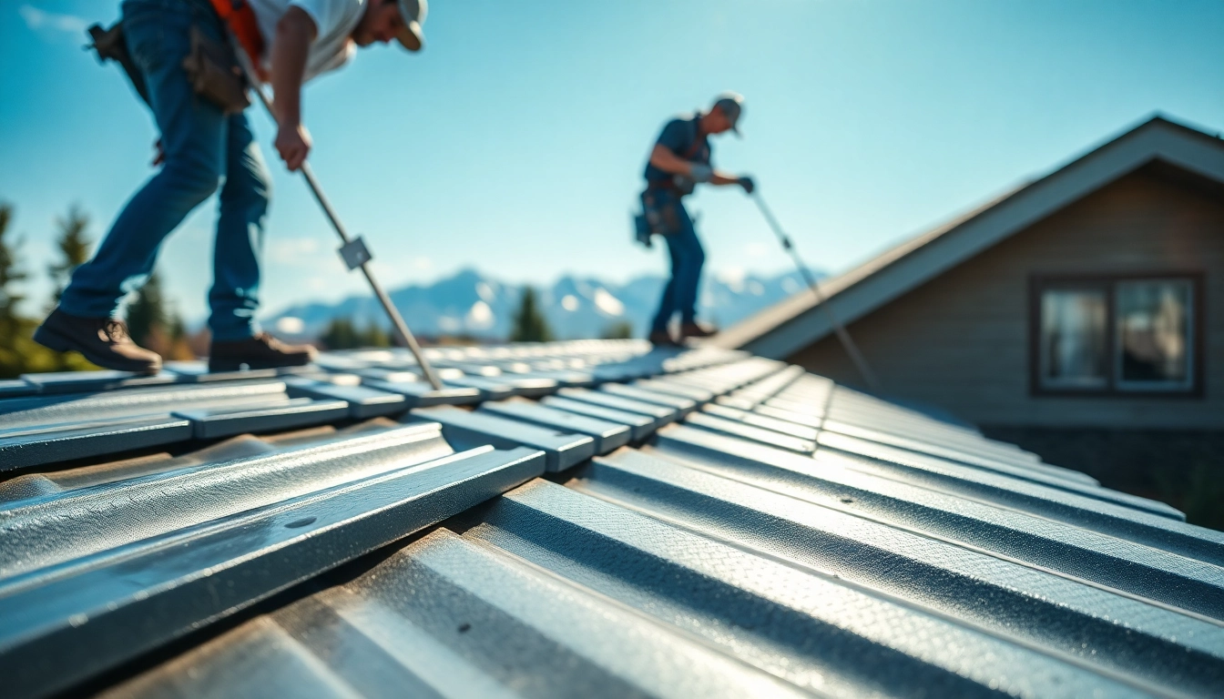 Installing high-quality metal roofing Calgary on a residential home with a skilled roofer.