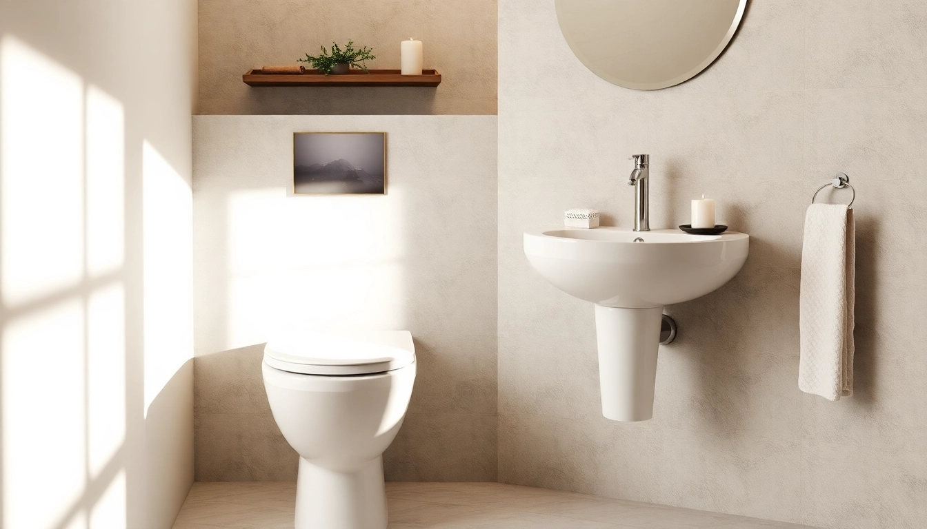 Copri wc elegante in un bagno moderno con dettagli raffinati e atmosfera calma.
