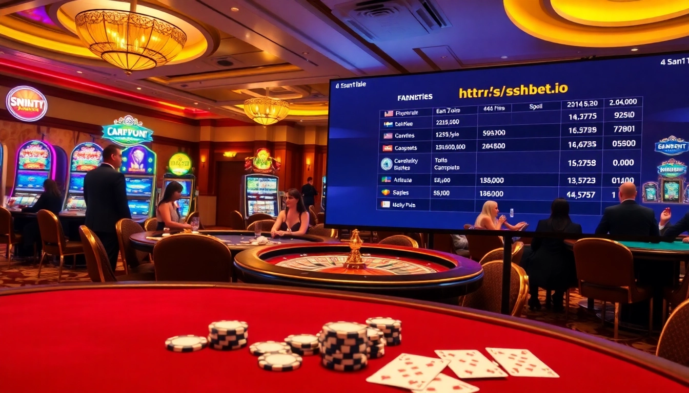 Experience the thrill of online gaming with https://sshbet.io/ in a luxurious casino setting, showcasing sophisticated poker tables.