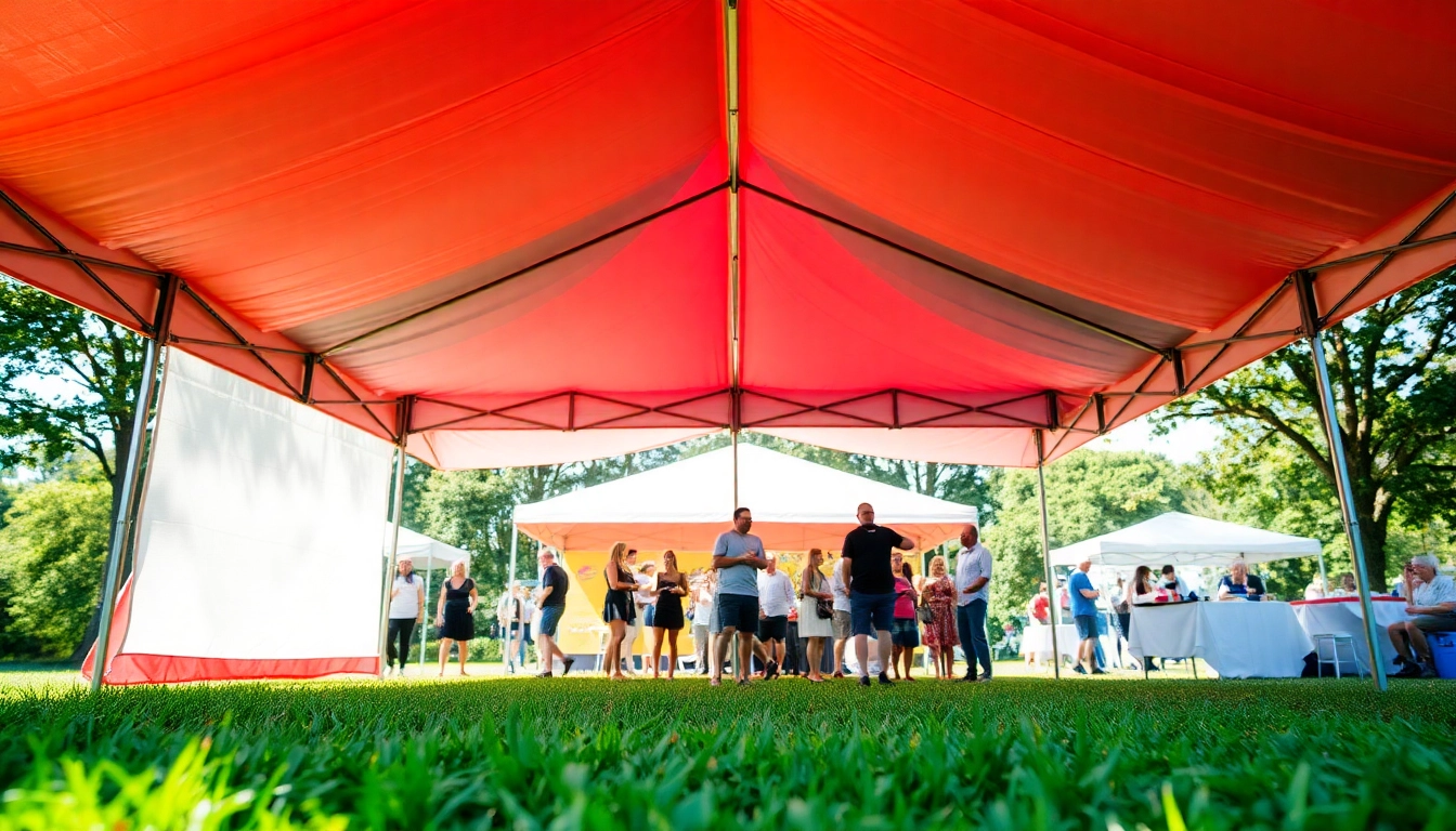 Set up a canopy tent for an outdoor gathering with vibrant colors and smooth textures.