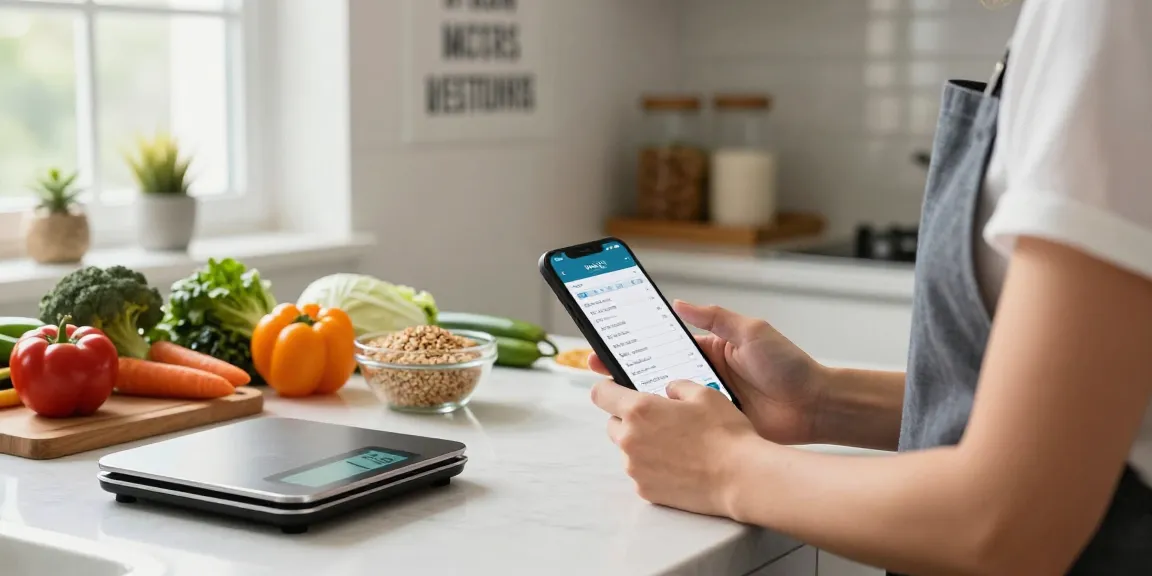 Healthy meal prep with the best macro tracker app in a bright kitchen.