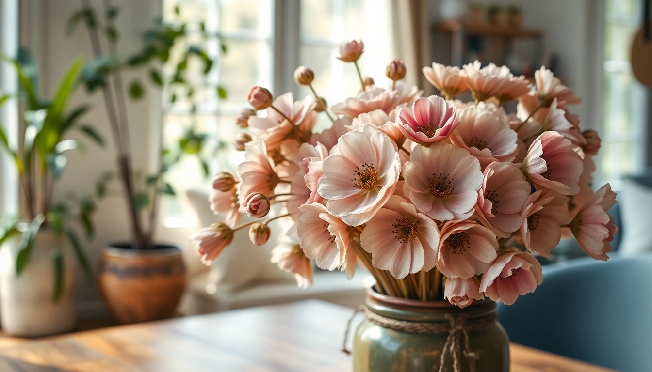 Display of dried blooms in a rustic vase highlighting their beauty and elegance.