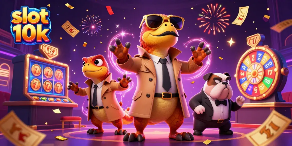 Experience thrilling action at slot 10k with animated raptors entering a VIP casino lounge filled with vibrant game elements.
