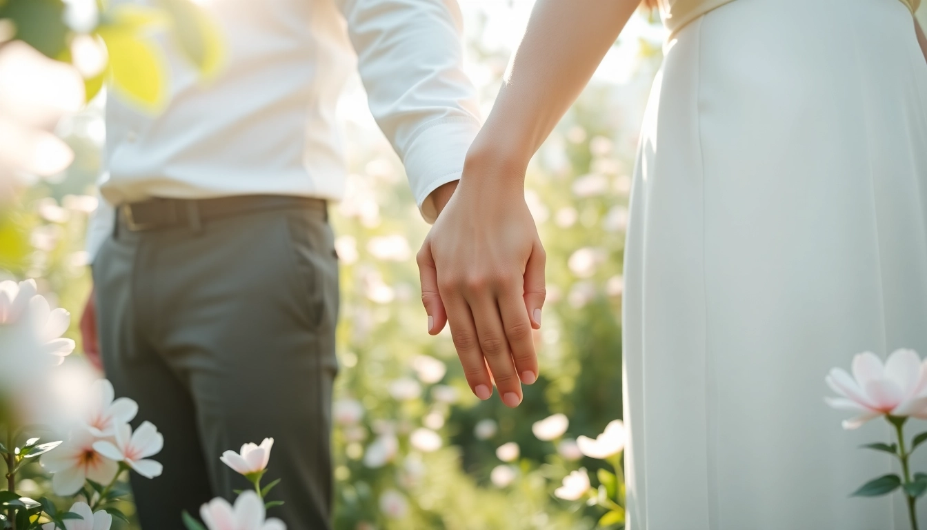 Capture the essence of light & airy photography with a couple in a blooming garden.
