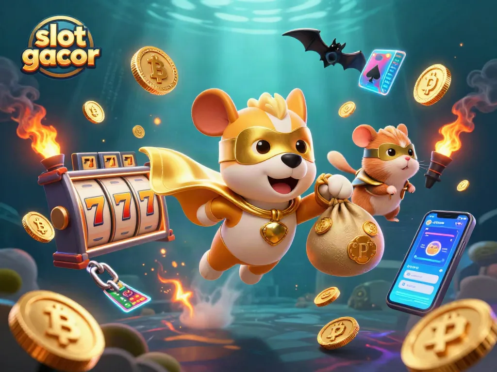 Menangkan slot gacor dengan karakter superhero yang terbang membawa koin emas dan simbol poker.