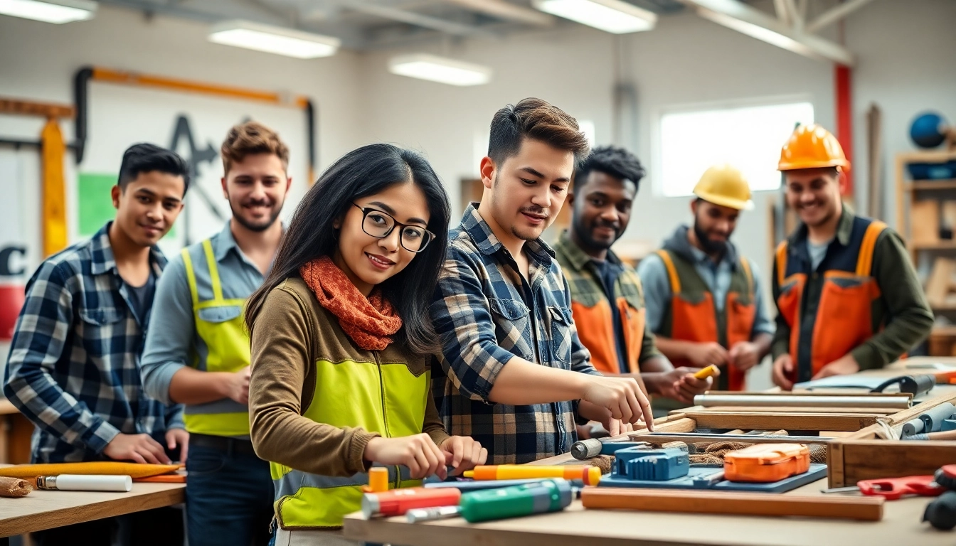 Students learning at construction trade schools in Texas, showcasing hands-on training and tools.