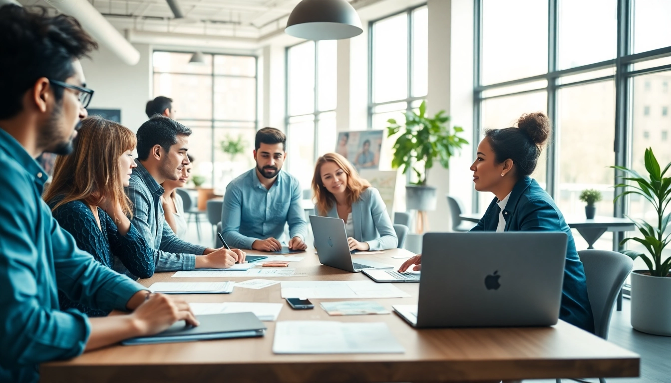 Executing a Content Gap Analysis with a diverse team in a modern office setting.