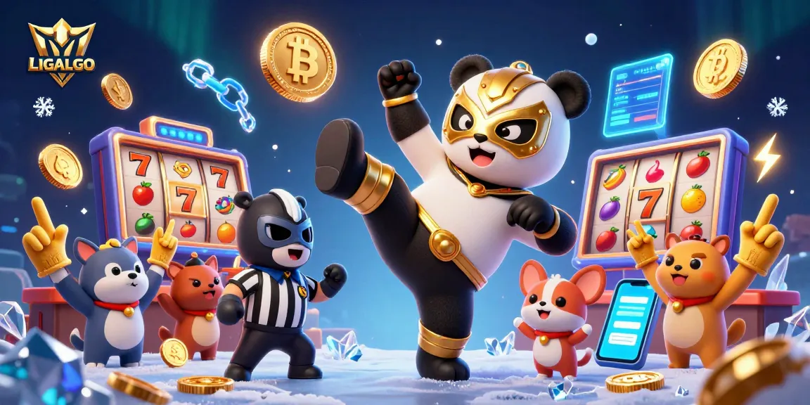 LIGALGO's exciting 3D scene showcases a panda wrestler in action against the backdrop of thrilling slot elements.