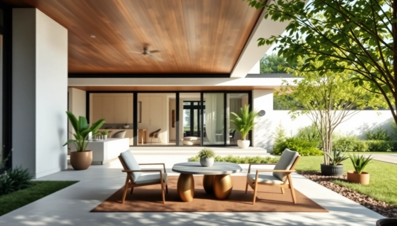 Showcasing Custom residential architecture services in a modern home design with elegant greenery.