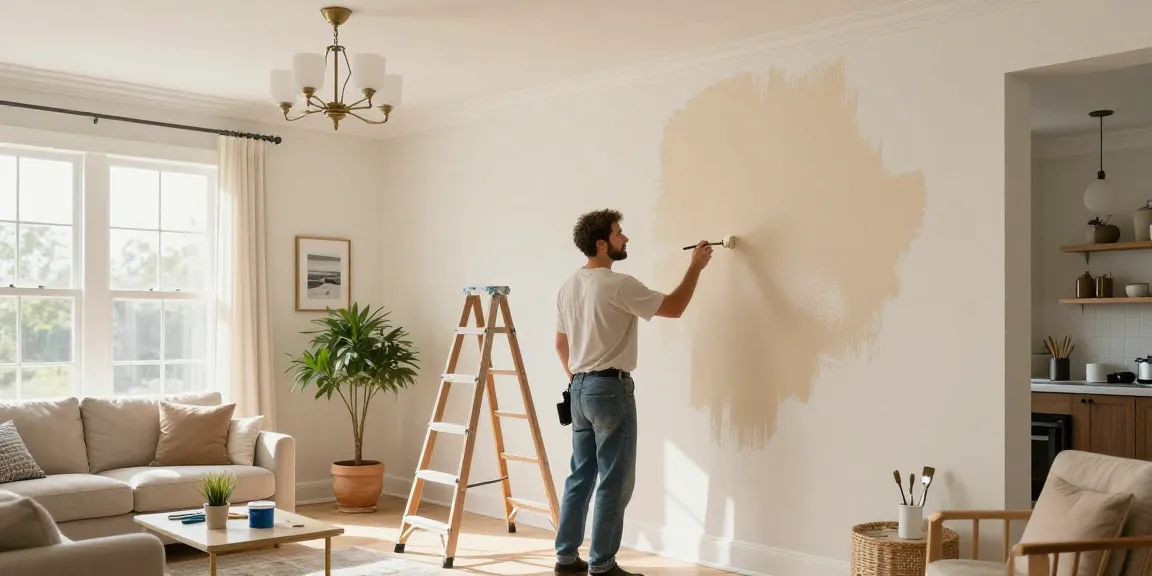 Interior painters Des Moines refresh a living room with new paint, showcasing craftsmanship and bright decor.