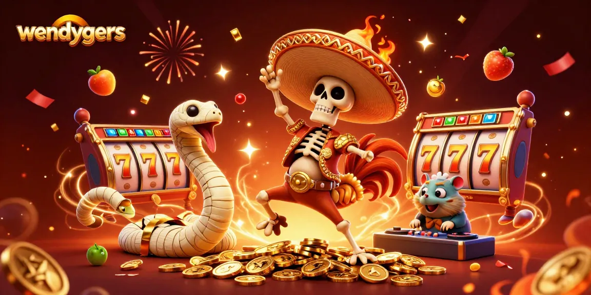 Wendygers menampilkan kemenangan dengan simbol slot yang berkilau dan karakter kartun yang meriah.