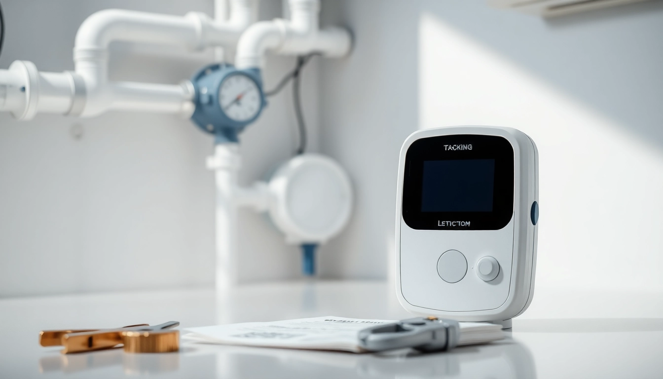 Implement water leak detection technology effectively with a sleek detector placed in a utility room.